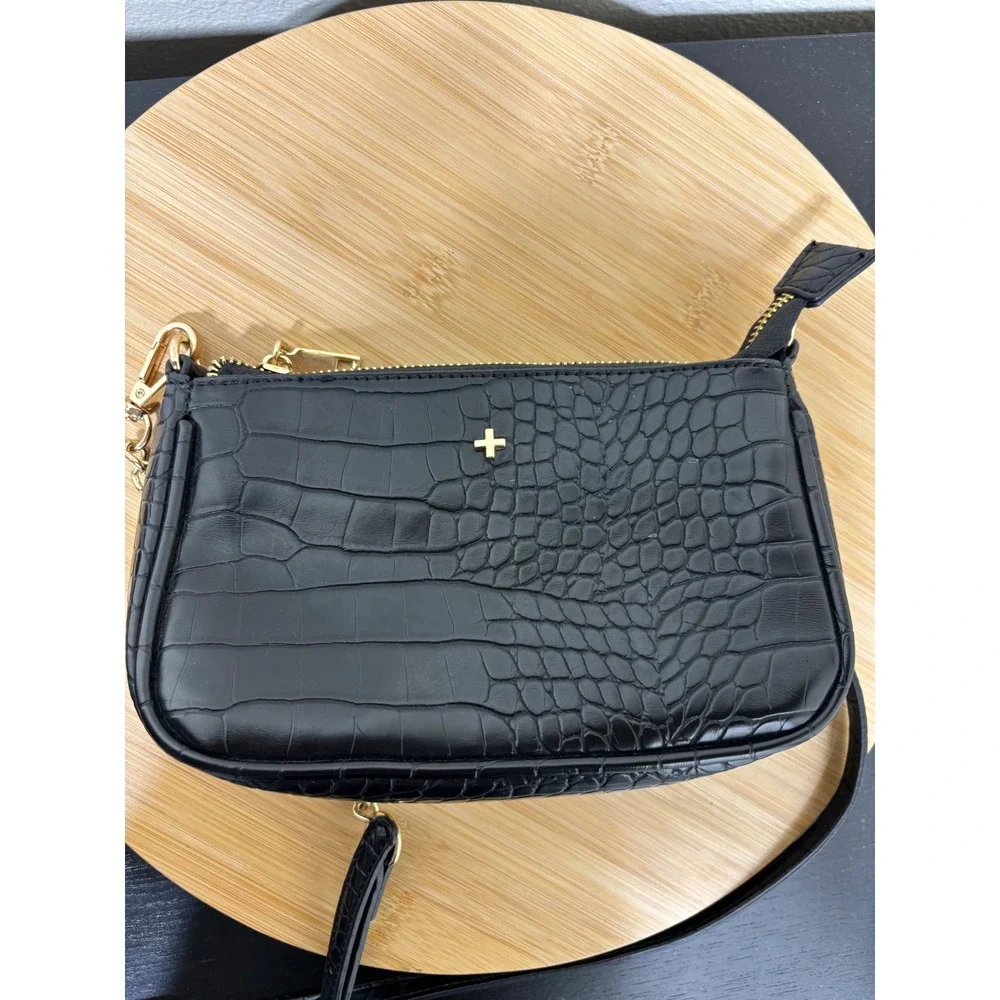 PETA + JAIN‎ Danny Cros Crossbody Bag Women Small Black Embossed Leather
